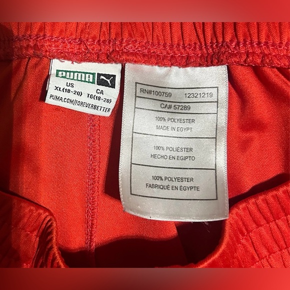 Red/black youth Puma elastic waist shorts (XL 18-20) side pockets Polyester - Picture 7 of 9